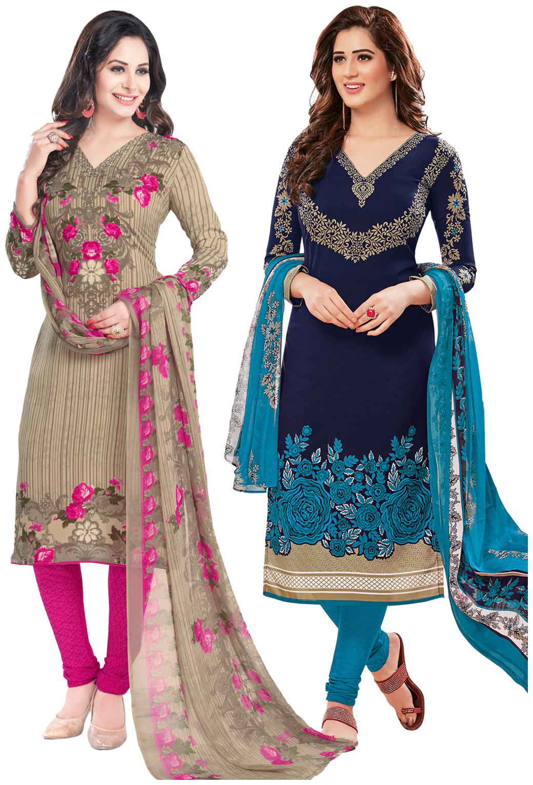 

Salwar Studio Women s Pack of 2 Synthetic Unstitched Dress Material Combo-MO-1773-RI-9088