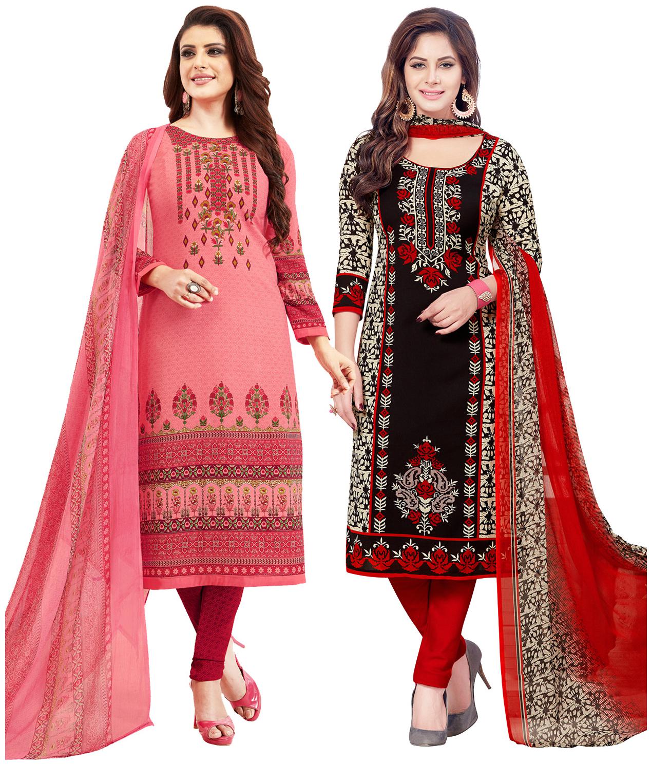 

Salwar Studio Women Crepe Printed Kurta Bottom Dupatta Multi