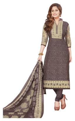 

Salwar Studio Brown Unstitched Kurta fabric With dupatta Dress Material
