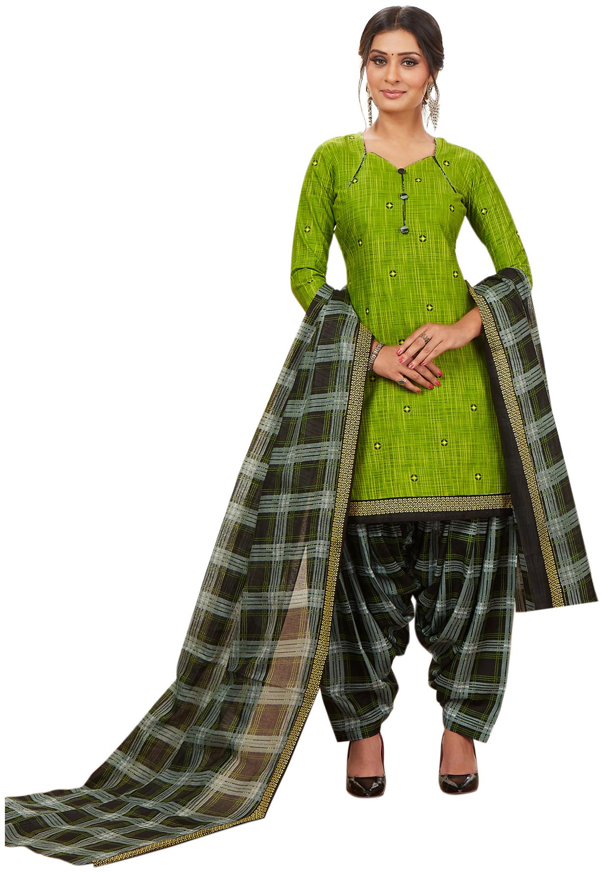 

Salwar Studio Women Green Printed Straight Kurta With Salwar And Dupatta