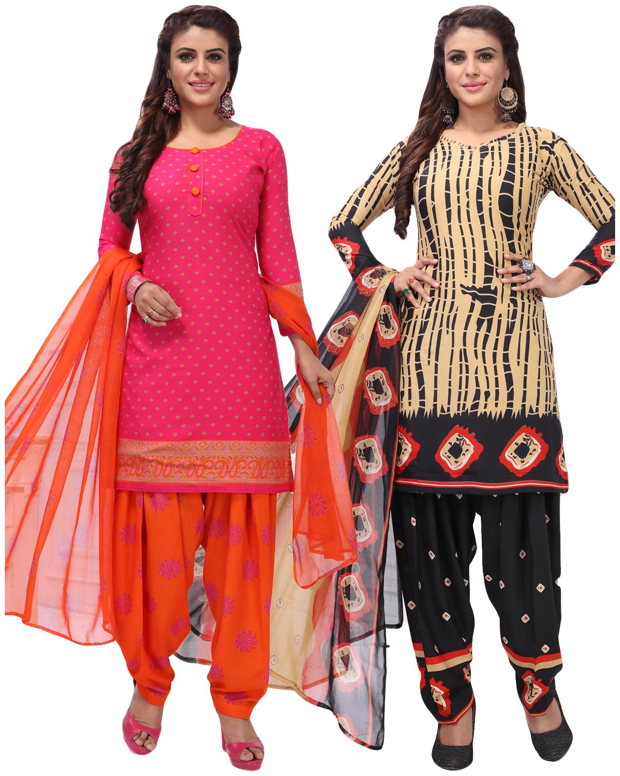 

Salwar Studio Women Pack of 2 Synthetic Printed Unstitched Dress Material Combo-MONSOON-2577-2576