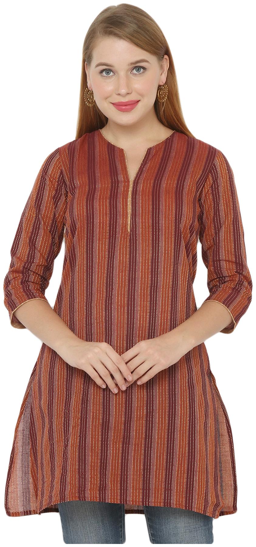 

Salwar Studio Women Brown Striped Regular Kurti