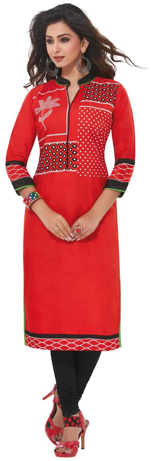 

Salwar Studio Red Unstitched Kurta fabric With dupatta Dress Material