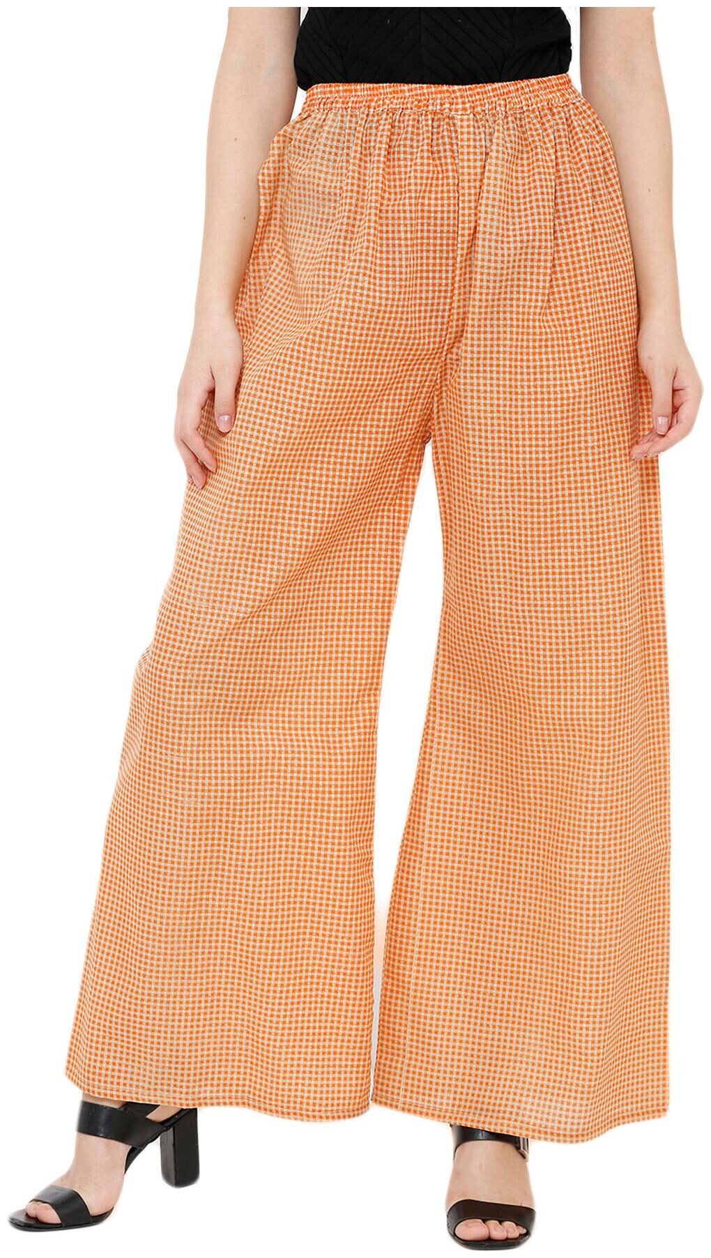 

Salwar Studio Women Cotton Checked Orange Palazzo