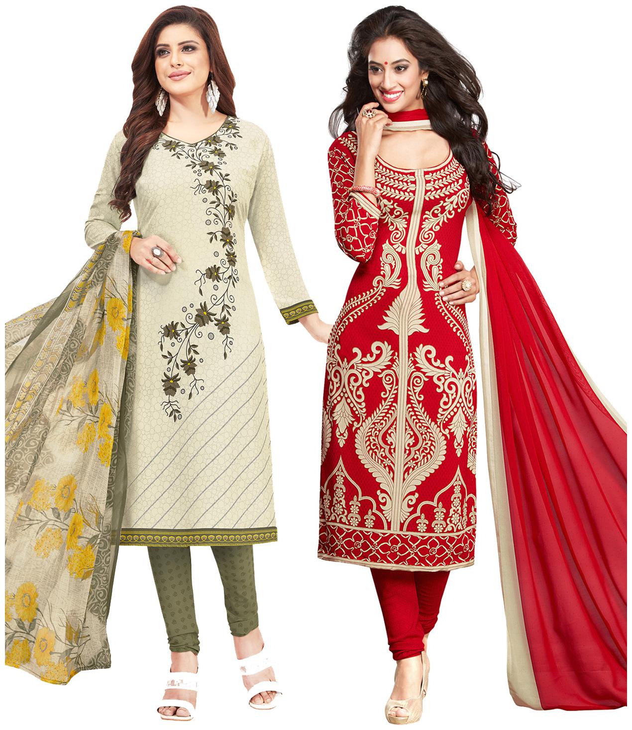 

Salwar Studio Women Crepe Printed Kurta Bottom Dupatta Multi