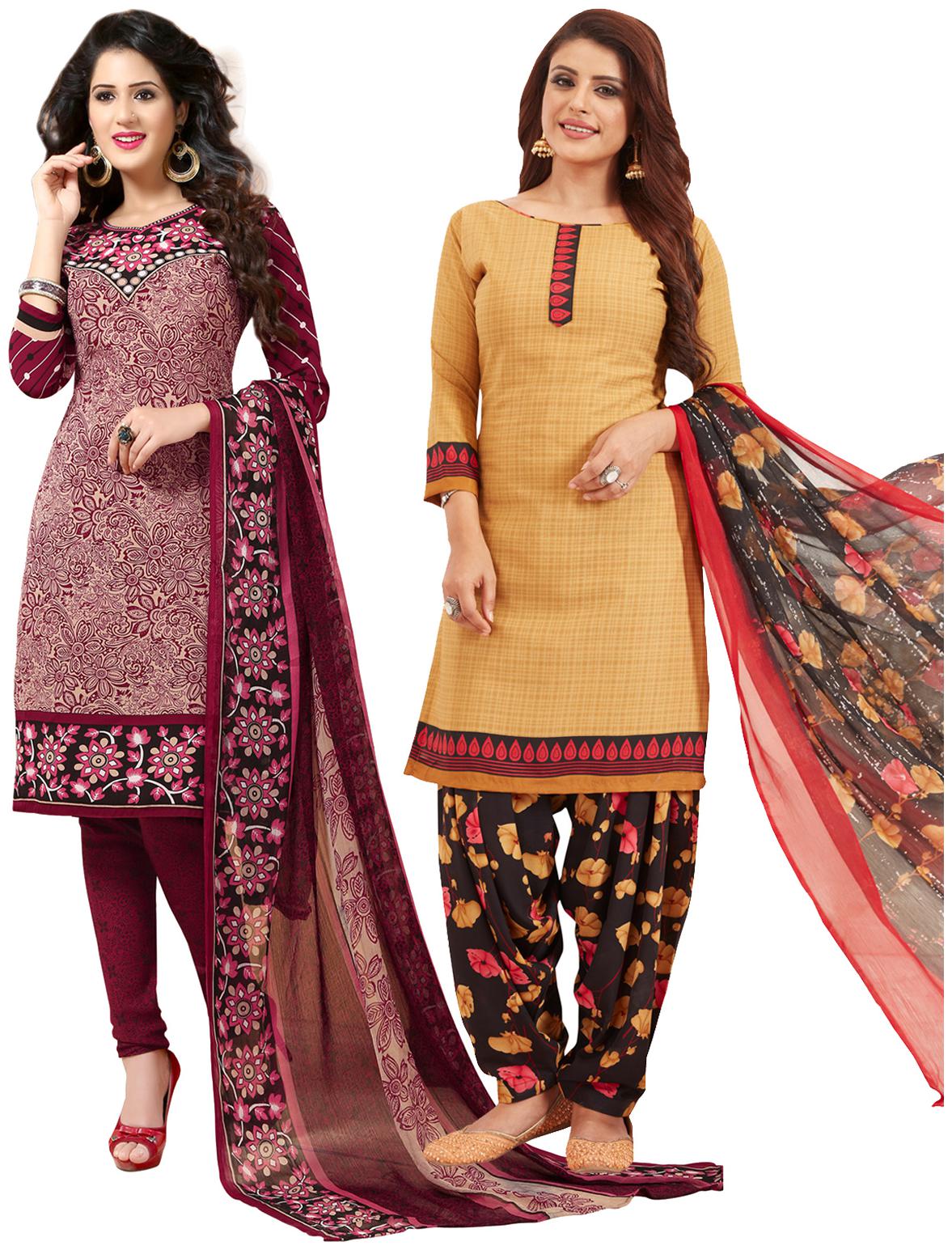 

Salwar Studio Women Crepe Printed Kurta Bottom Dupatta Multi