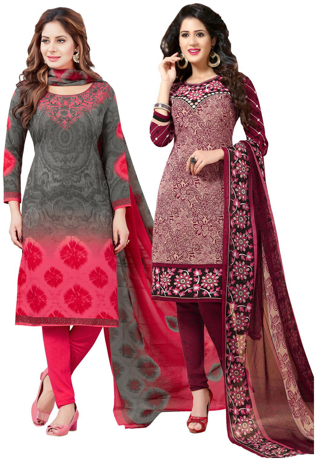 

Salwar Studio Women s Pack of 2 Synthetic Unstitched Dress Material Combo-MO-2169-MO-1582