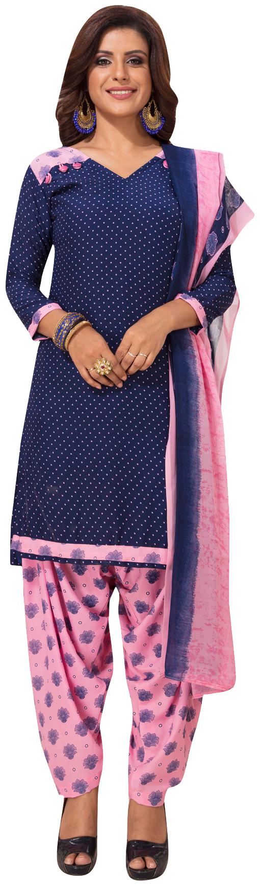 

Salwar Studio Blue Unstitched Kurta with bottom dupatta With dupatta Dress Material