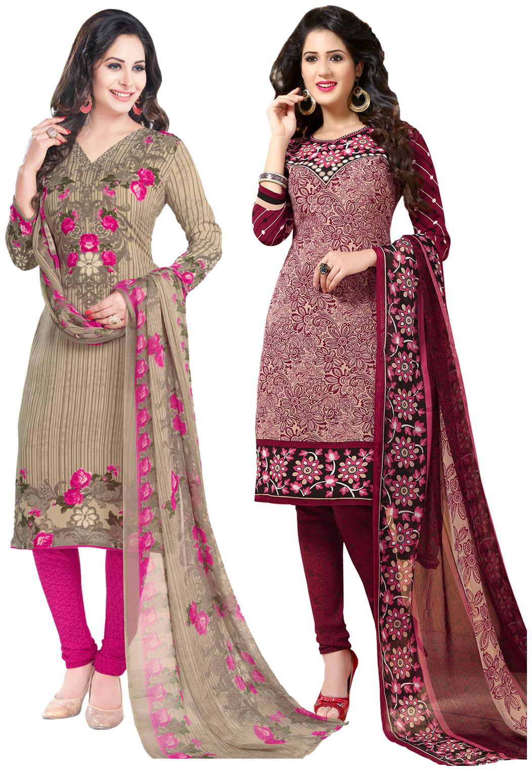 

Salwar Studio Women s Pack of 2 Synthetic Unstitched Dress Material Combo-MO-1773-MO-1582