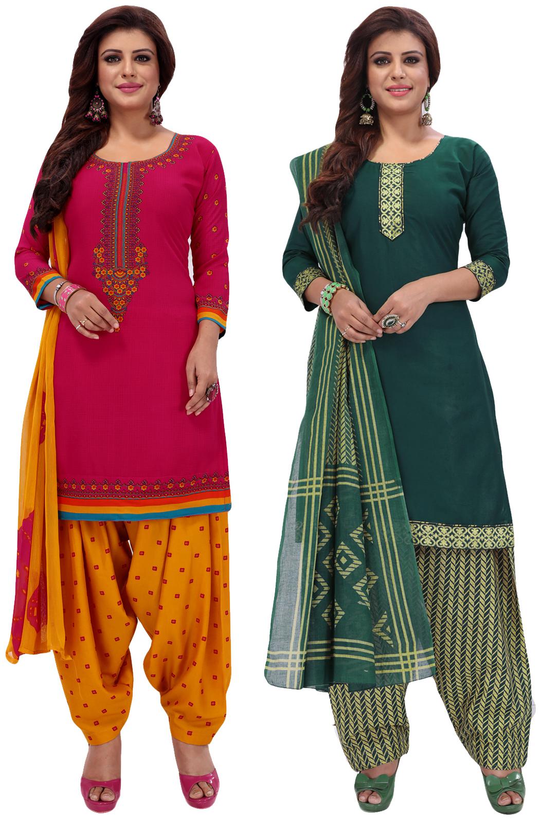 

Salwar Studio Women Pack of 2 Synthetic Printed Unstitched Dress Material Combo-MONSOON-2575-2570