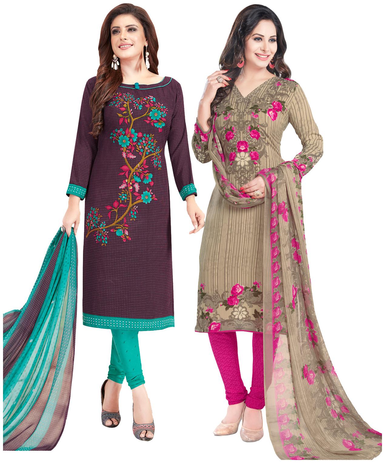 

Salwar Studio Women Crepe Printed Kurta Bottom Dupatta Multi