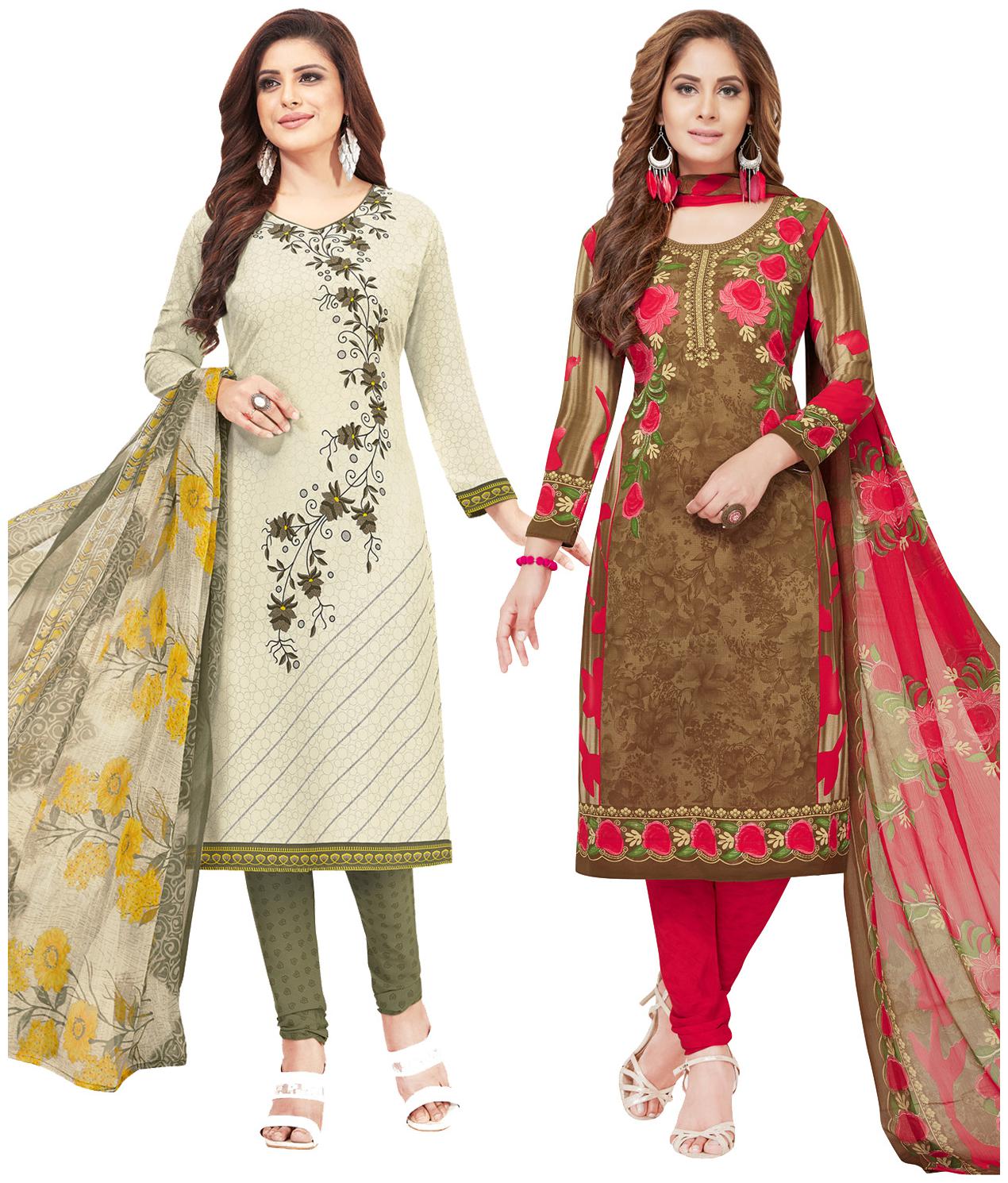 

Salwar Studio Women Crepe Printed Kurta Bottom Dupatta Multi