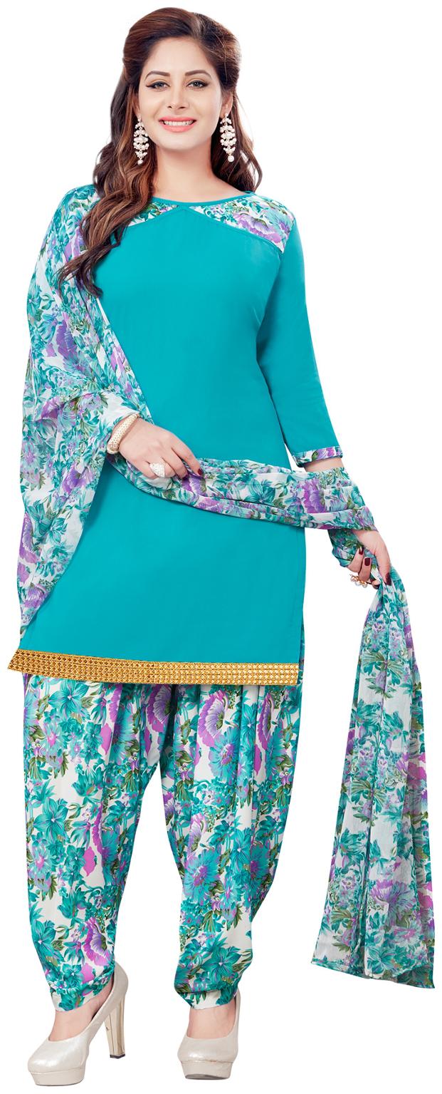 

Salwar Studio Blue Unstitched Kurta fabric With dupatta Dress Material