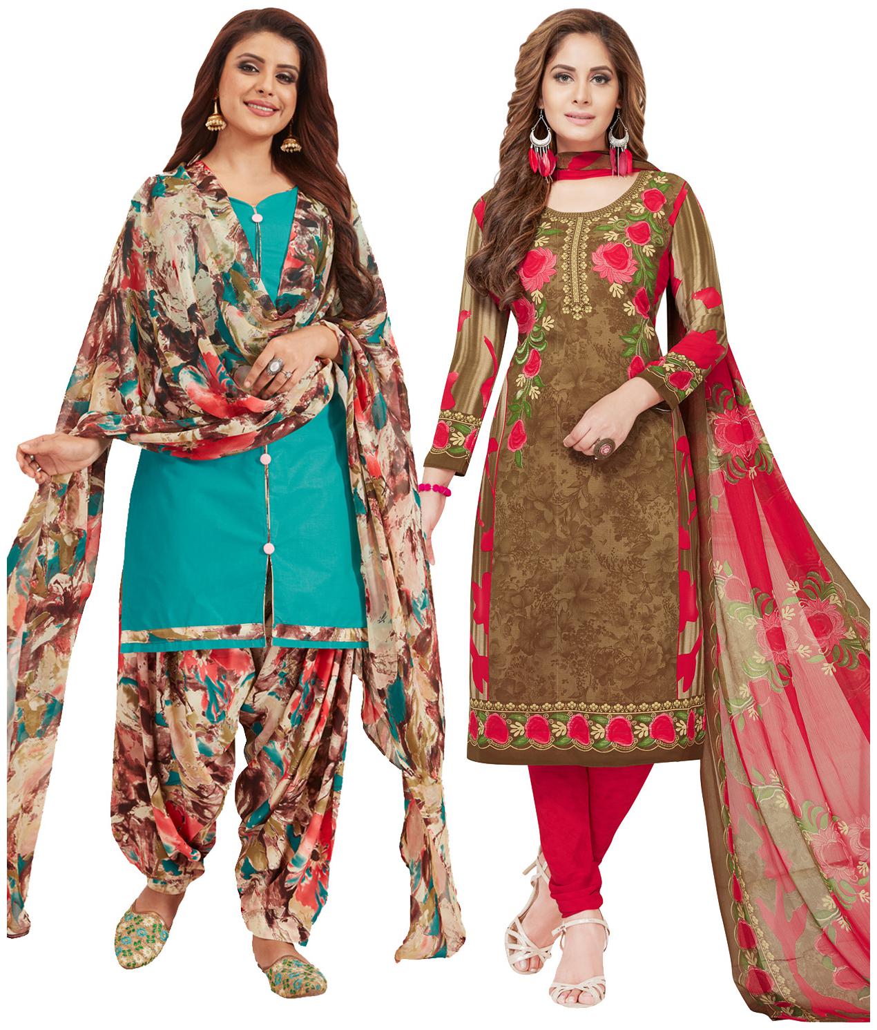 

Salwar Studio Women Crepe Printed Kurta Bottom Dupatta Multi