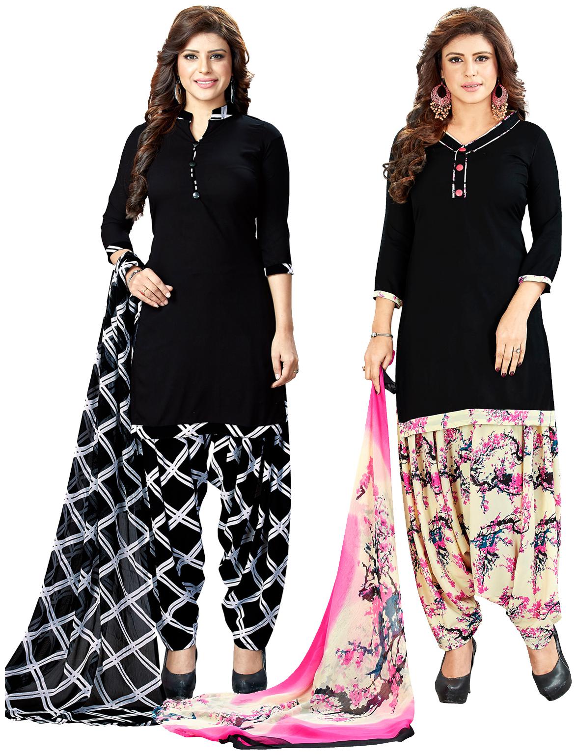 

Salwar Studio Crepe Printed Dress Material Multi