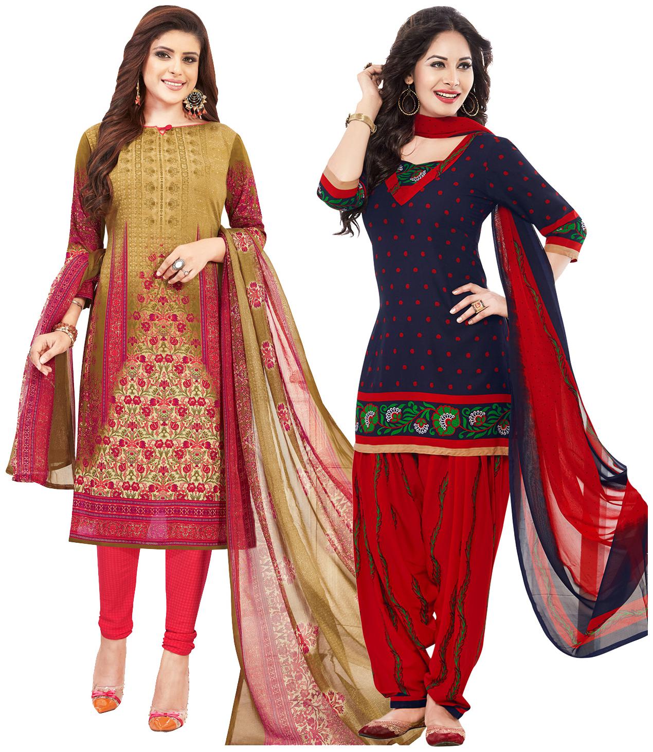 

Salwar Studio Women Crepe Printed Kurta Bottom Dupatta Multi