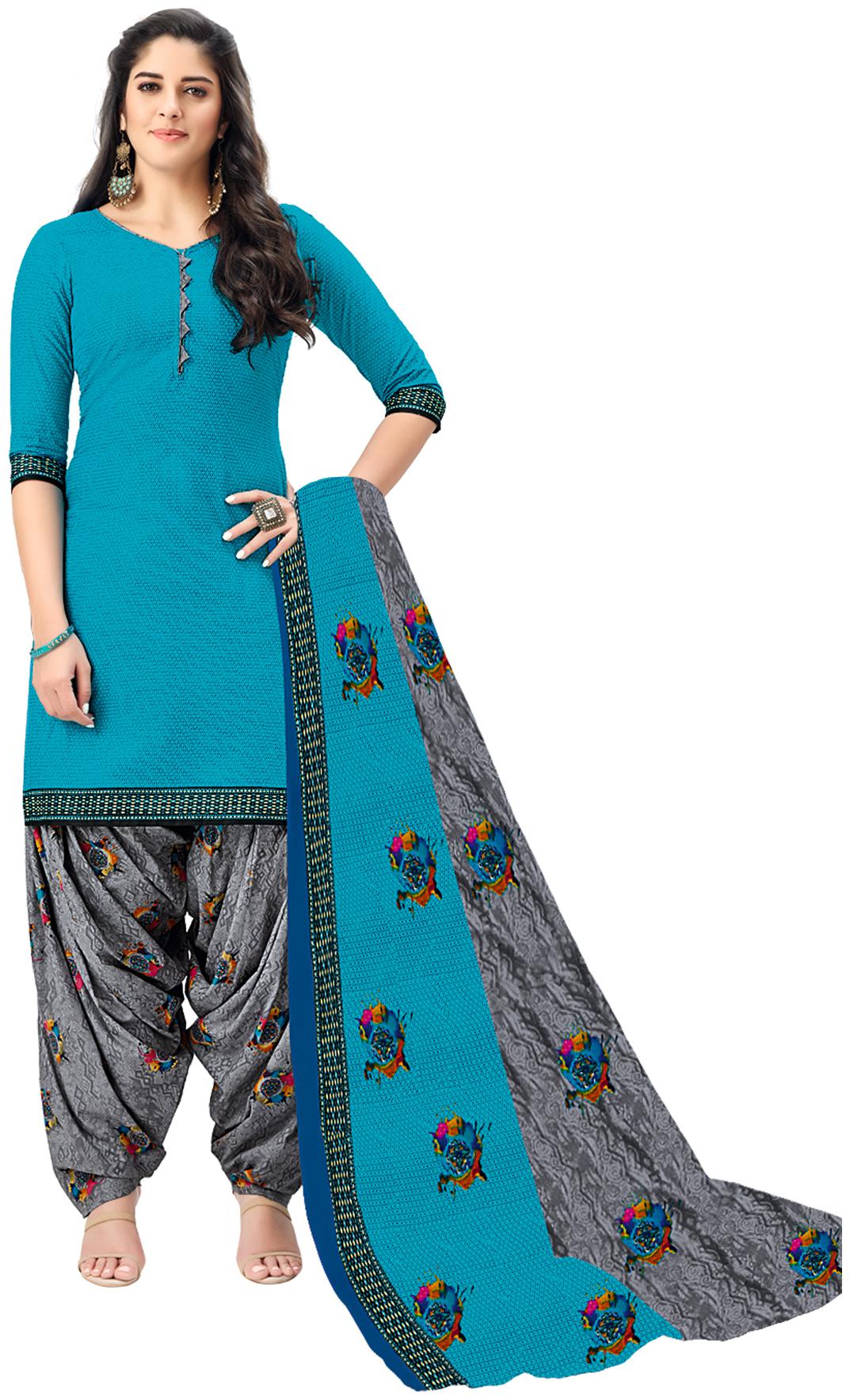 

Salwar Studio Women Blue Printed Straight Kurta With Patiala And Dupatta