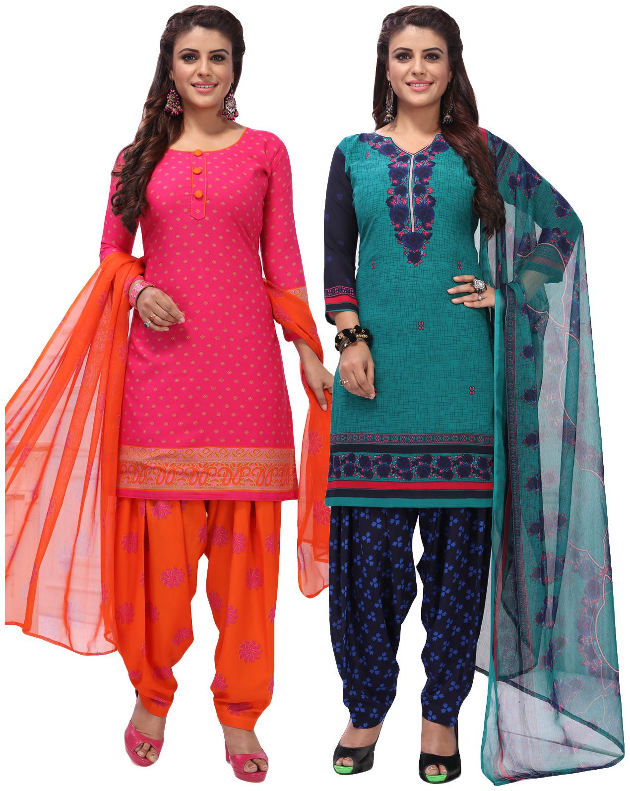 

Salwar Studio Women Pack of 2 Synthetic Printed Unstitched Dress Material Combo-MONSOON-2577-2583