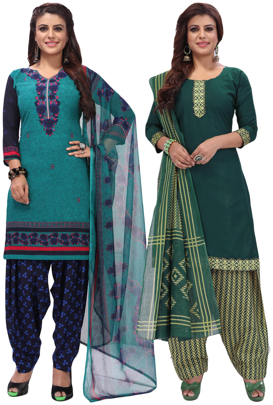 

Salwar Studio Women Pack of 2 Synthetic Printed Unstitched Dress Material Combo-MONSOON-2583-2570