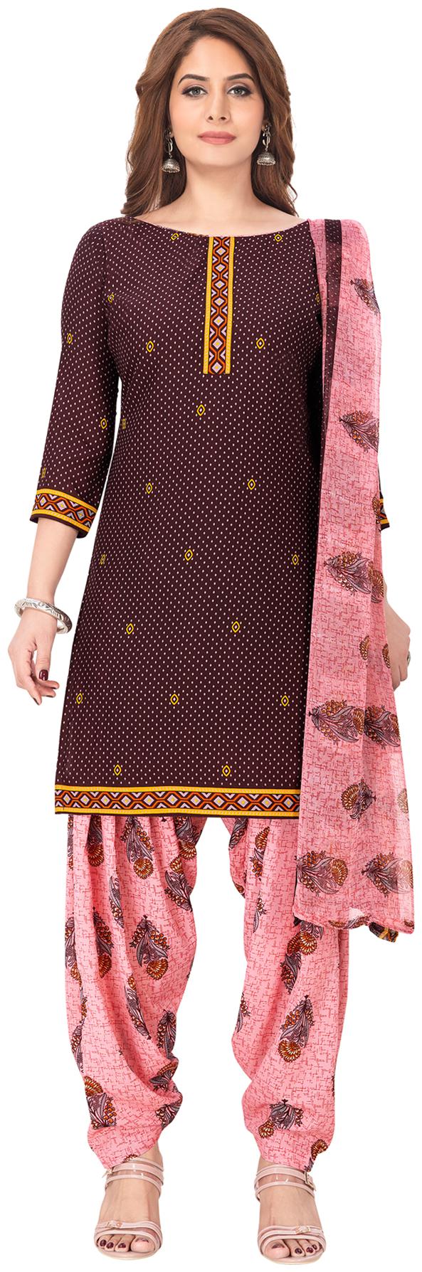 

Salwar Studio Poly Crepe Wine Kurta with Bottom Dupatta With Dupatta For Women