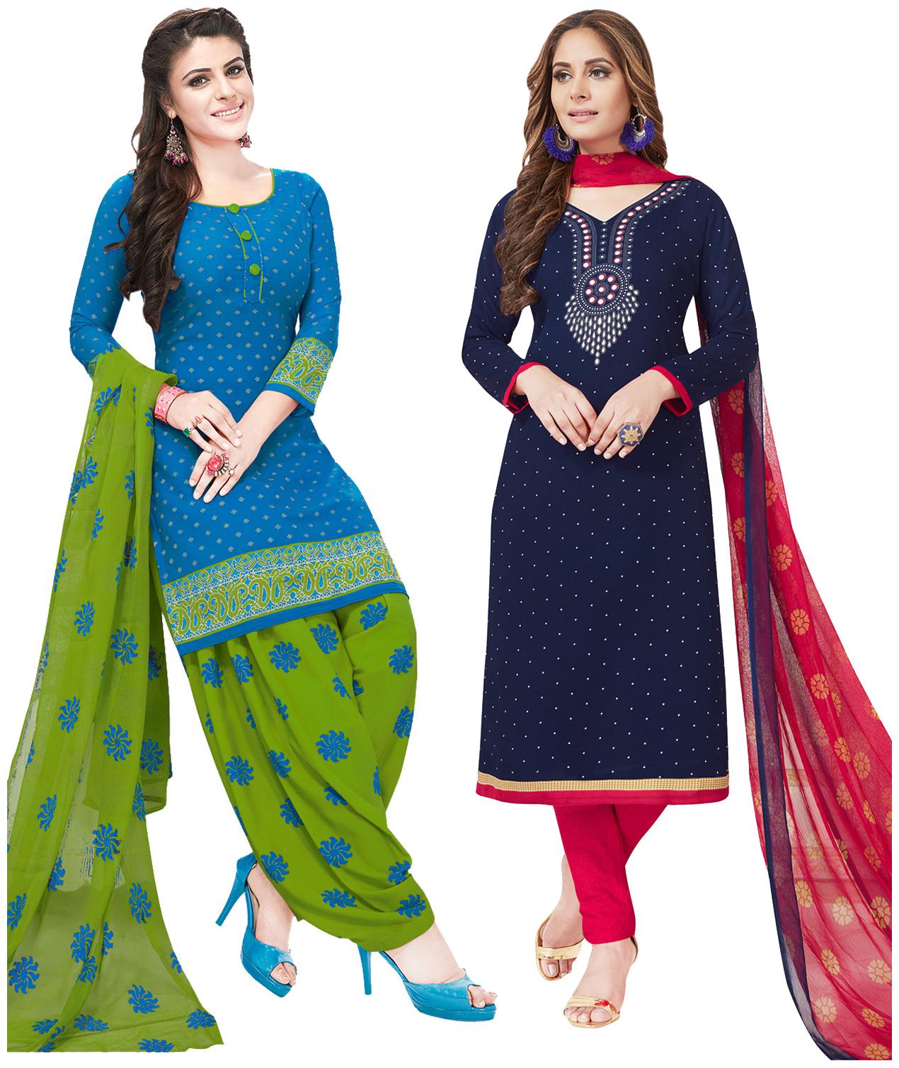 

Salwar Studio Women Crepe Printed Kurta Bottom Dupatta Multi