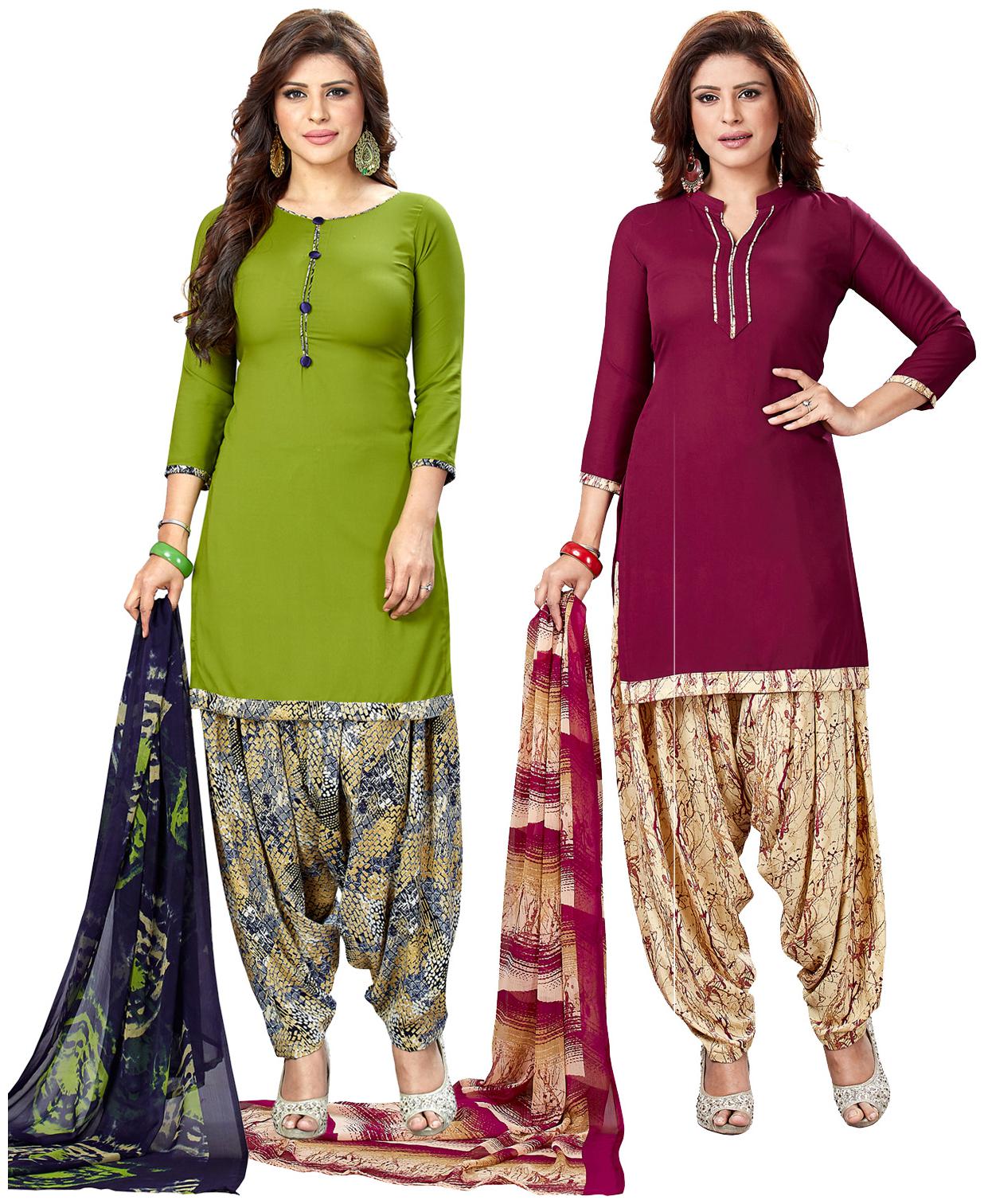 

Salwar Studio Crepe Printed Dress Material Multi