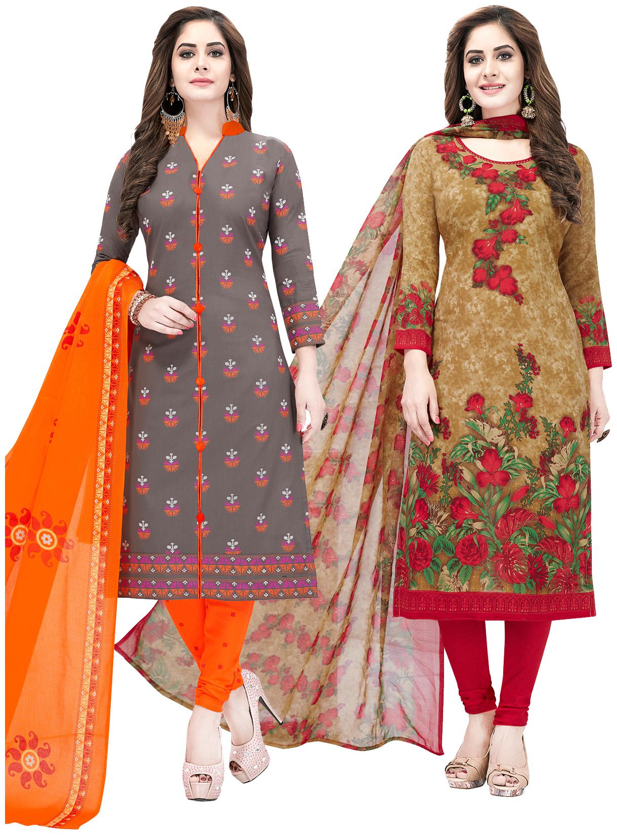 

Salwar Studio Women Pack of 2 Synthetic Printed Unstitched Dress Material Combo-MONSOON-2557-2559