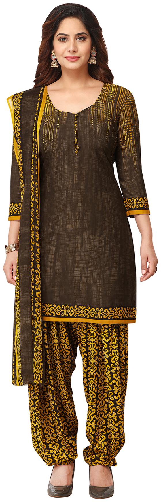 

Salwar Studio Brown Unstitched Kurta with bottom dupatta With dupatta Dress Material