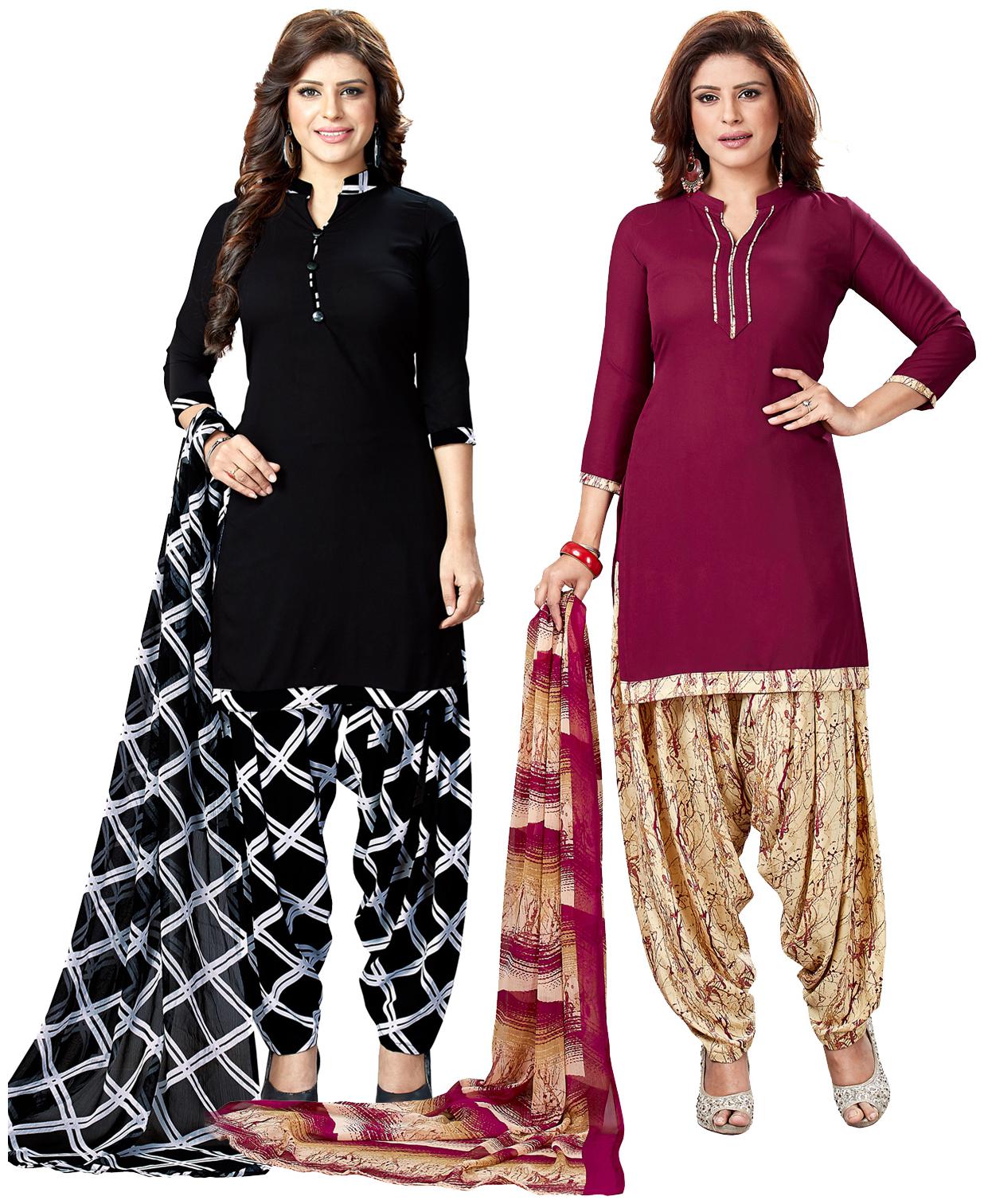 

Salwar Studio Crepe Printed Dress Material Multi