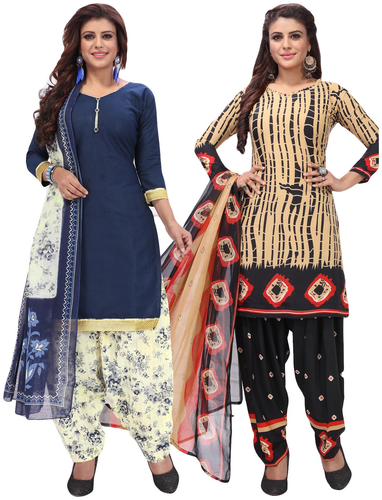 

Salwar Studio Women Pack of 2 Synthetic Printed Unstitched Dress Material Combo-MONSOON-2578-2576
