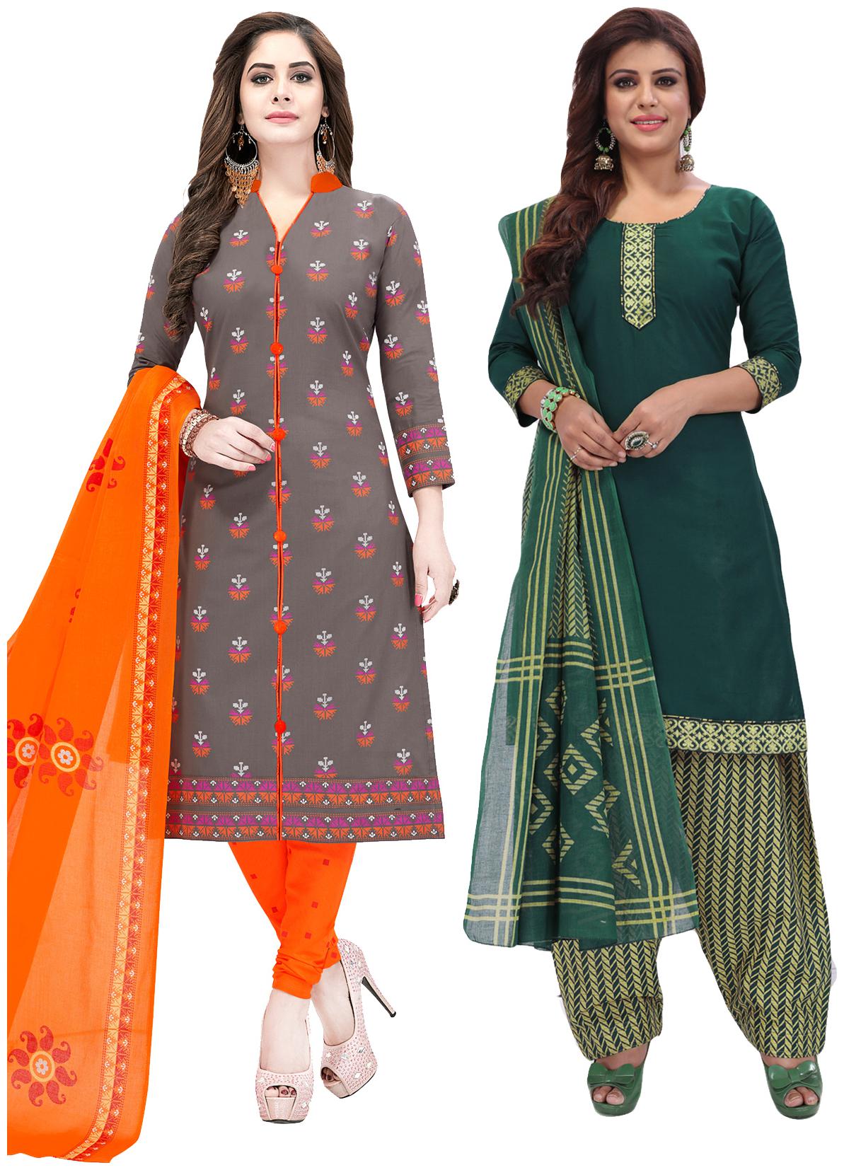 

Salwar Studio Women Pack of 2 Synthetic Printed Unstitched Dress Material Combo-MONSOON-2557-2570