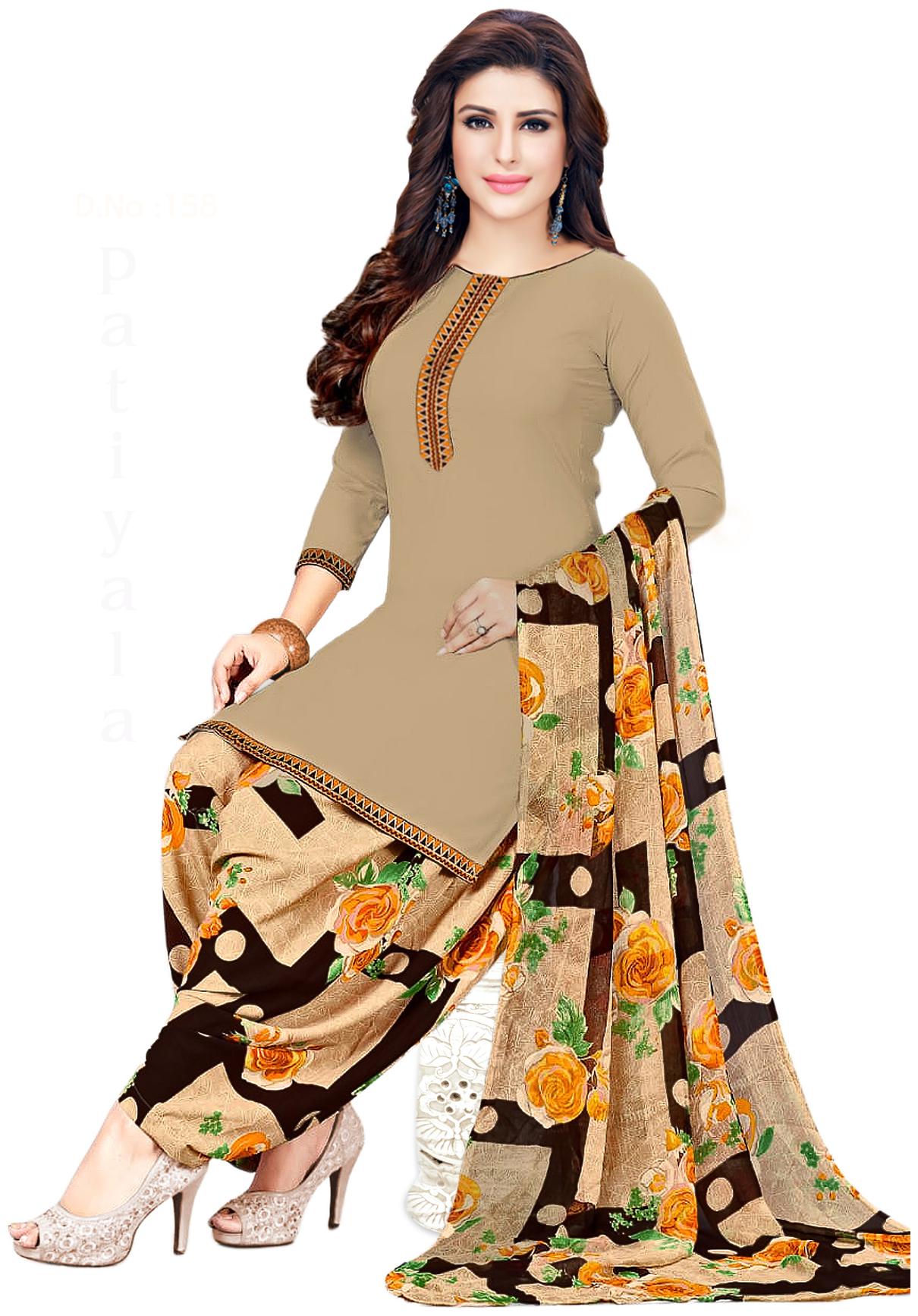 

Salwar Studio Beige Unstitched Kurta with bottom dupatta With dupatta Dress Material