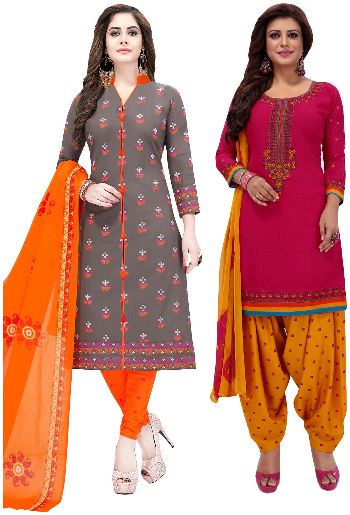 

Salwar Studio Women Pack of 2 Synthetic Printed Unstitched Dress Material Combo-MONSOON-2557-2575