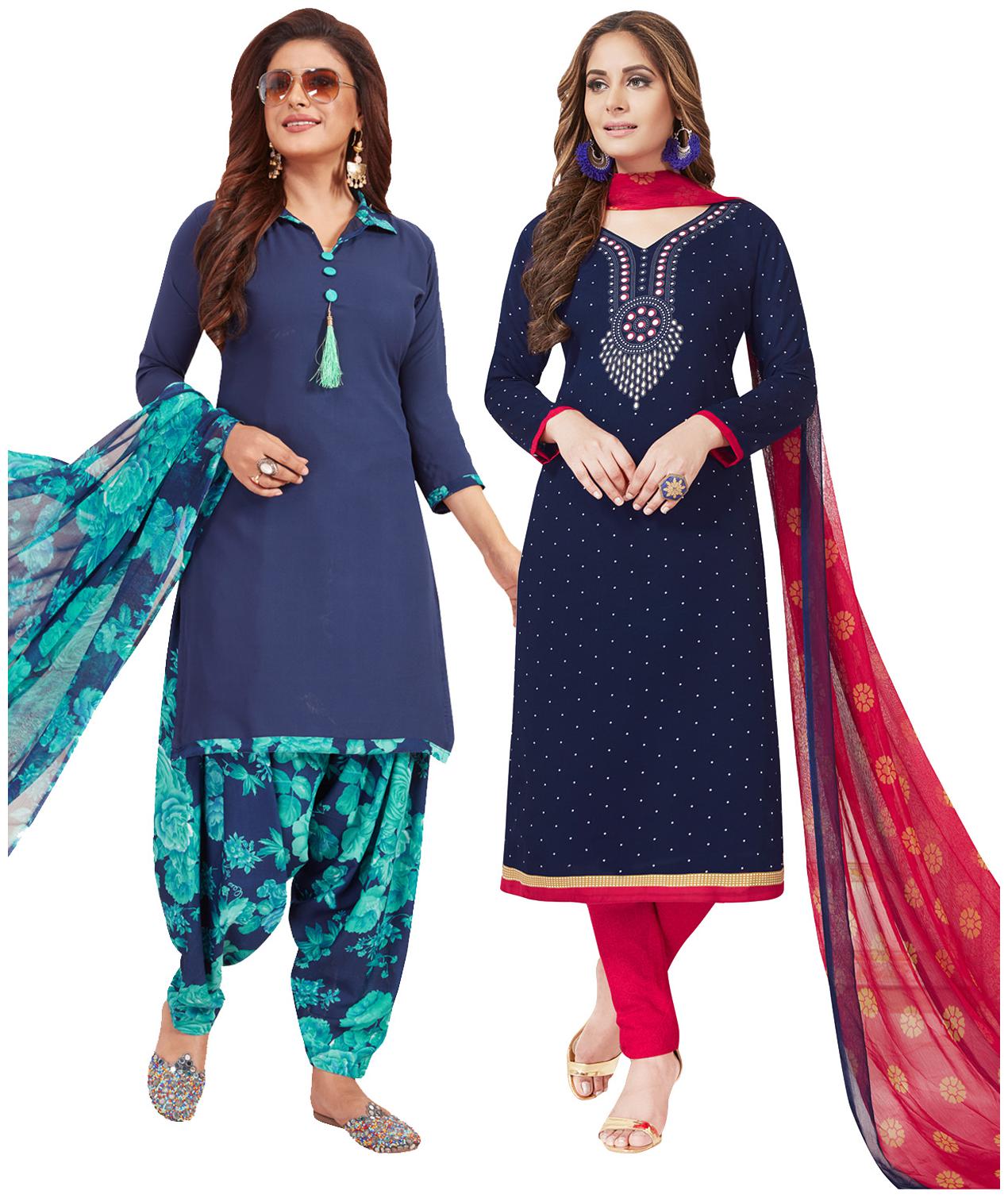 

Salwar Studio Women Crepe Printed Kurta Bottom Dupatta Multi