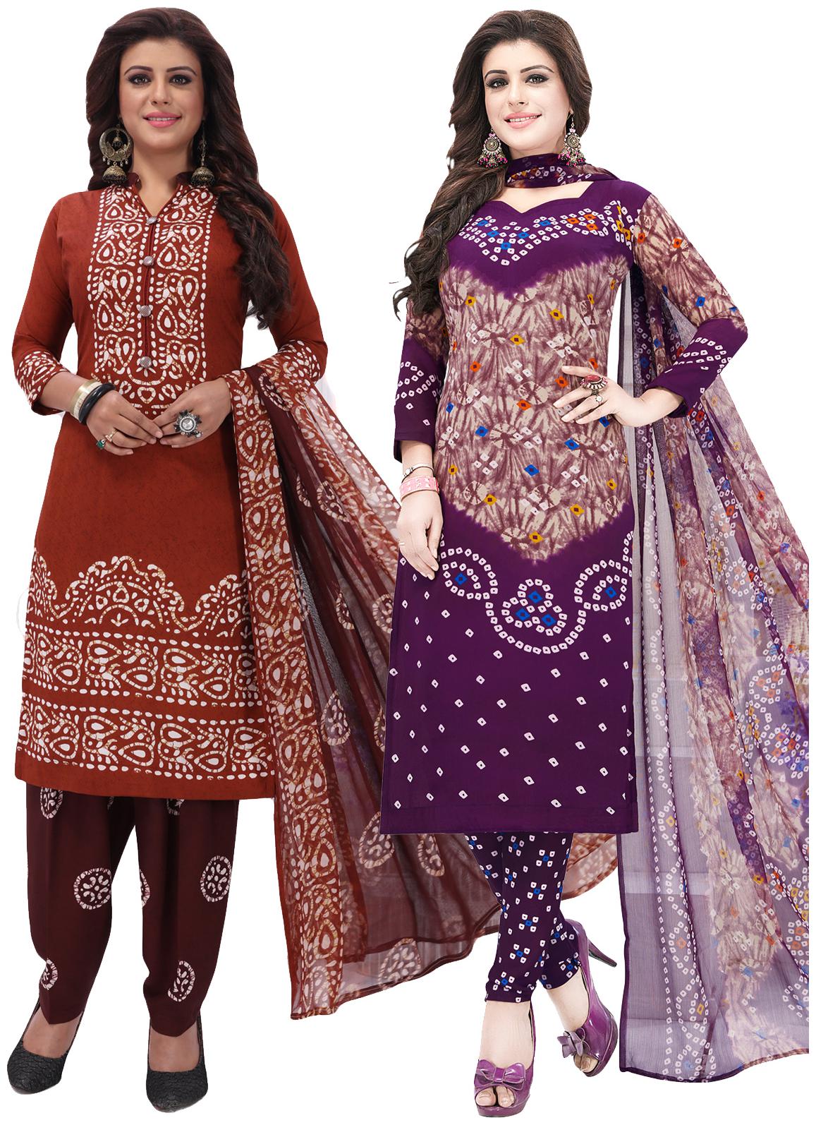 

Salwar Studio Women Pack of 2 Synthetic Printed Unstitched Dress Material Combo-MONSOON-2566-2558