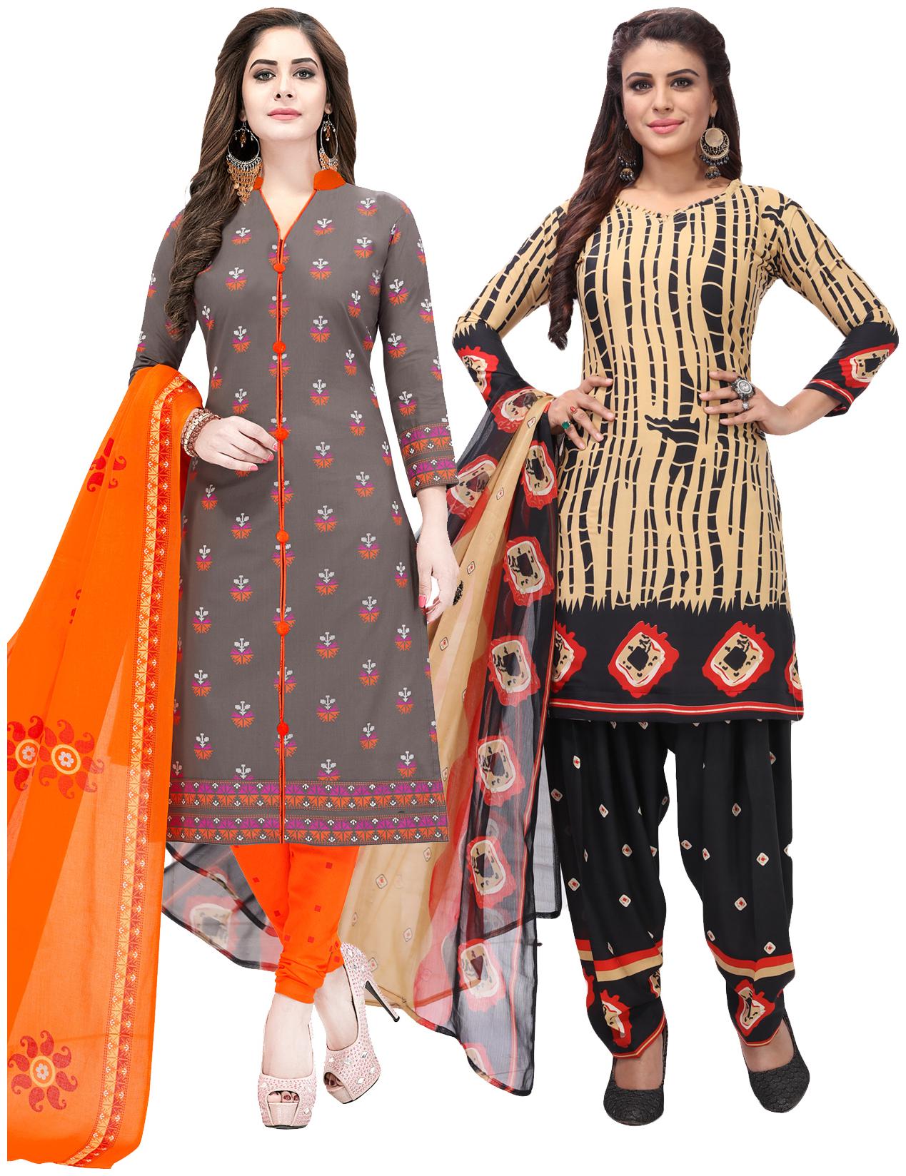 

Salwar Studio Women Pack of 2 Synthetic Printed Unstitched Dress Material Combo-MONSOON-2557-2576