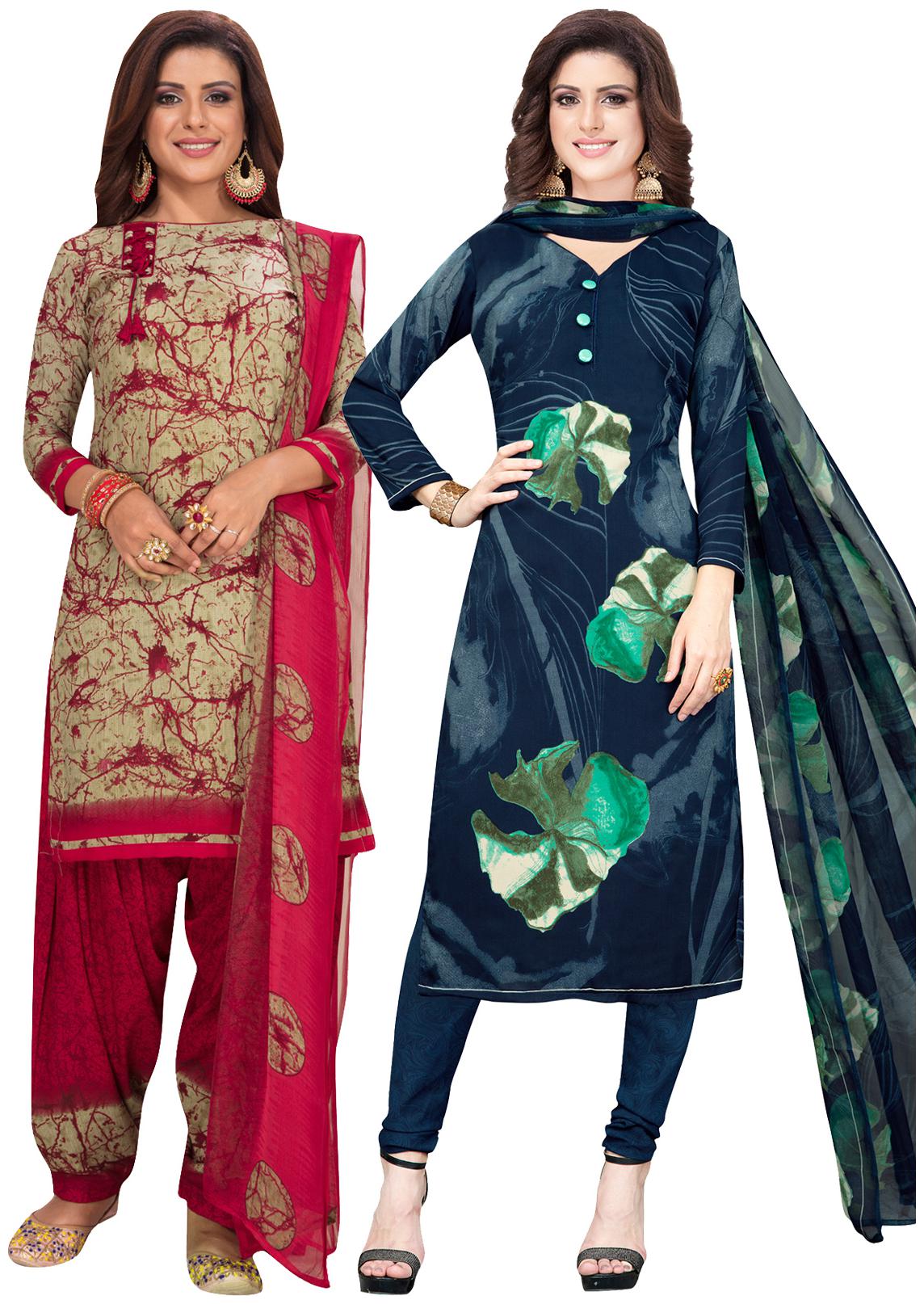 

Salwar Studio Multi Unstitched Kurta with bottom dupatta With dupatta Dress Material