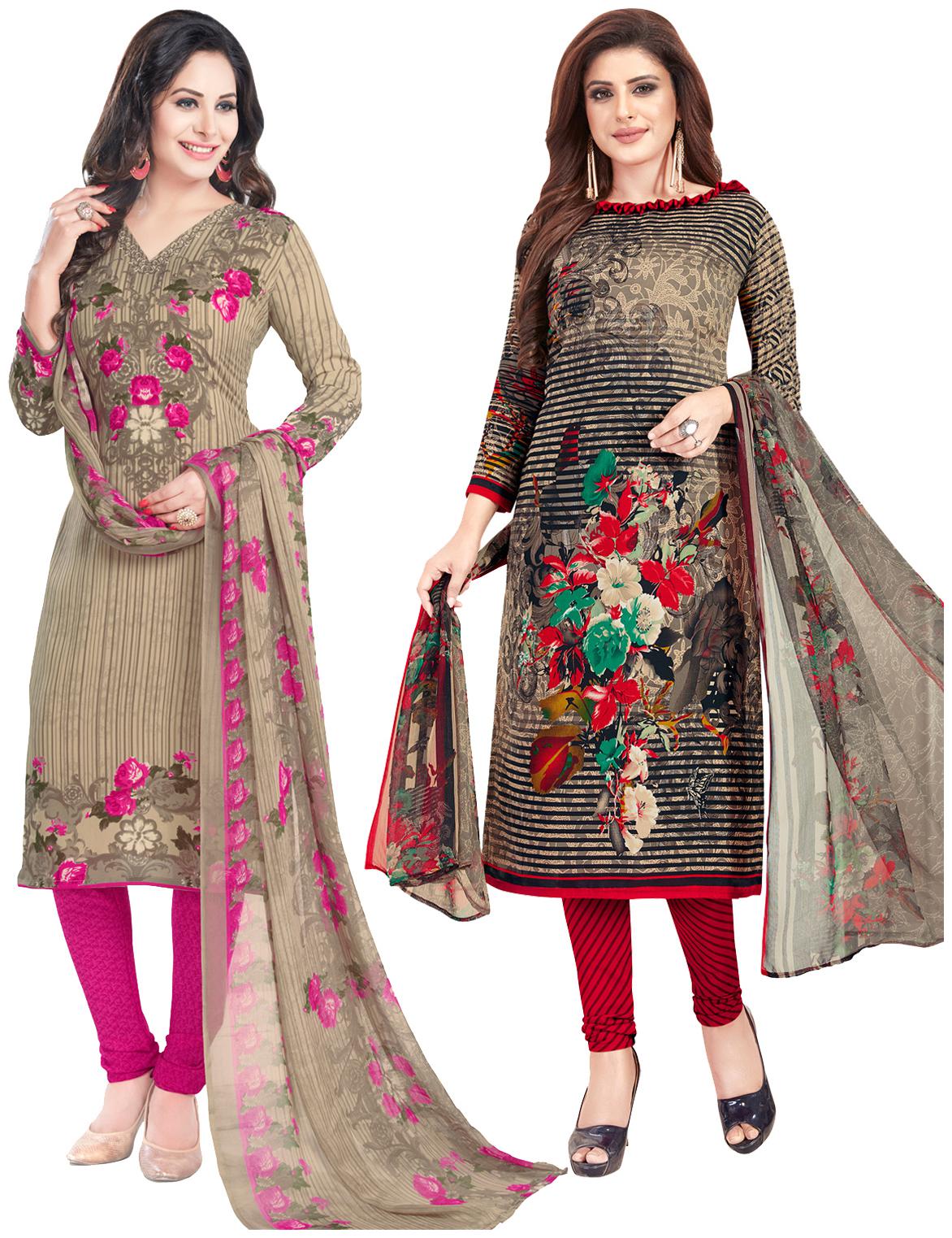 

Salwar Studio Women Crepe Printed Kurta Bottom Dupatta Multi