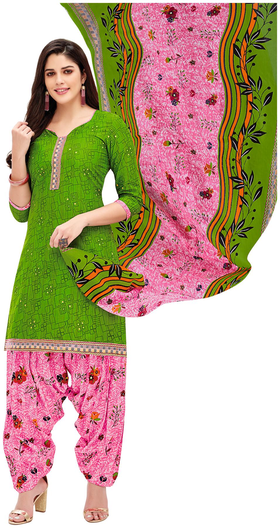 

Salwar Studio Green Unstitched Kurta with bottom dupatta With dupatta Dress Material