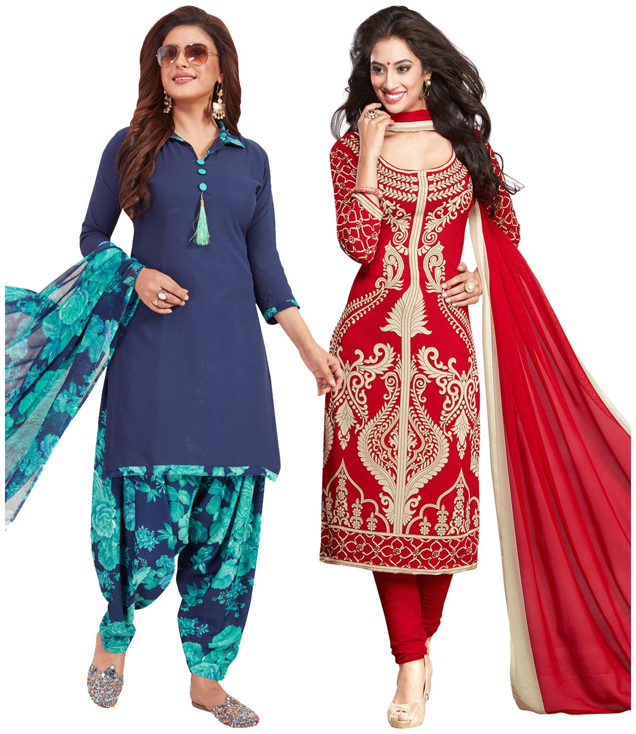 

Salwar Studio Women Crepe Printed Kurta Bottom Dupatta Multi