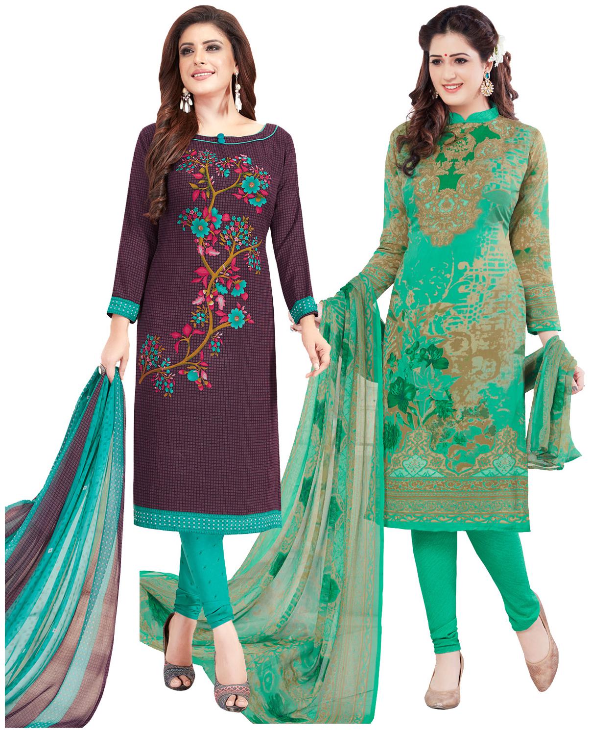

Salwar Studio Women Crepe Printed Kurta Bottom Dupatta Multi