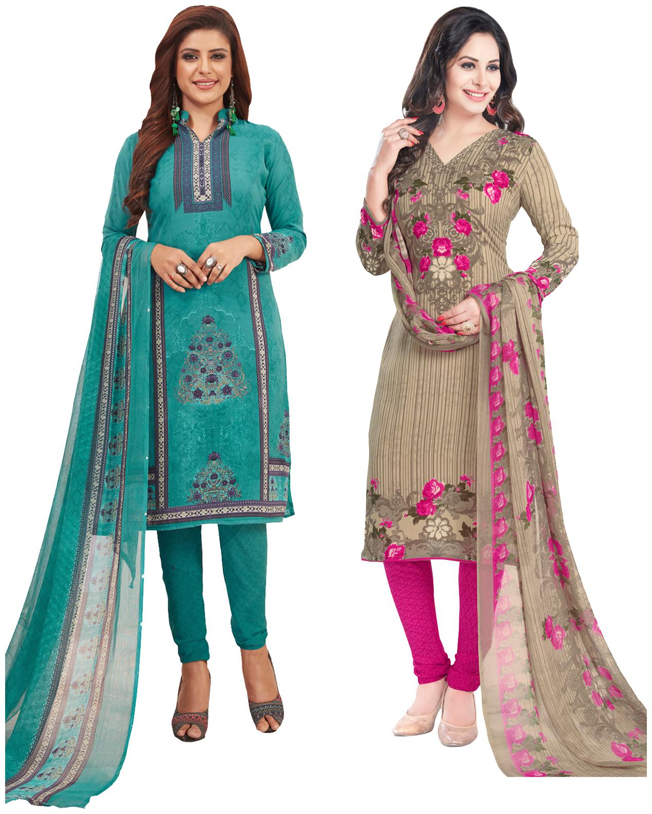 

Salwar Studio Women Crepe Printed Kurta Bottom Dupatta Multi