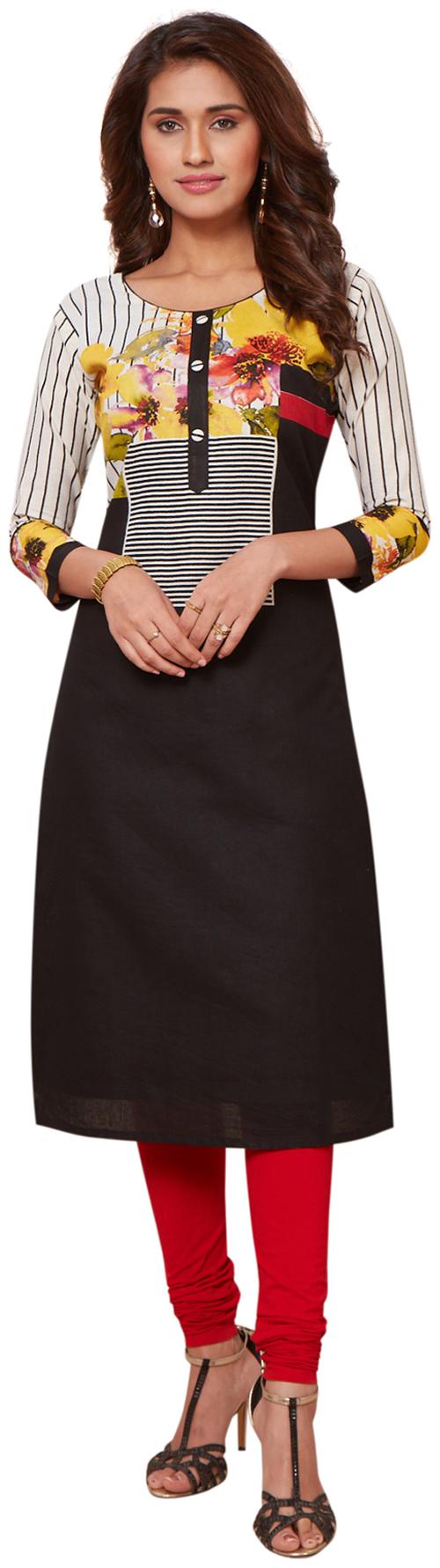 

Salwar Studio Women Black Floral Straight Kurta