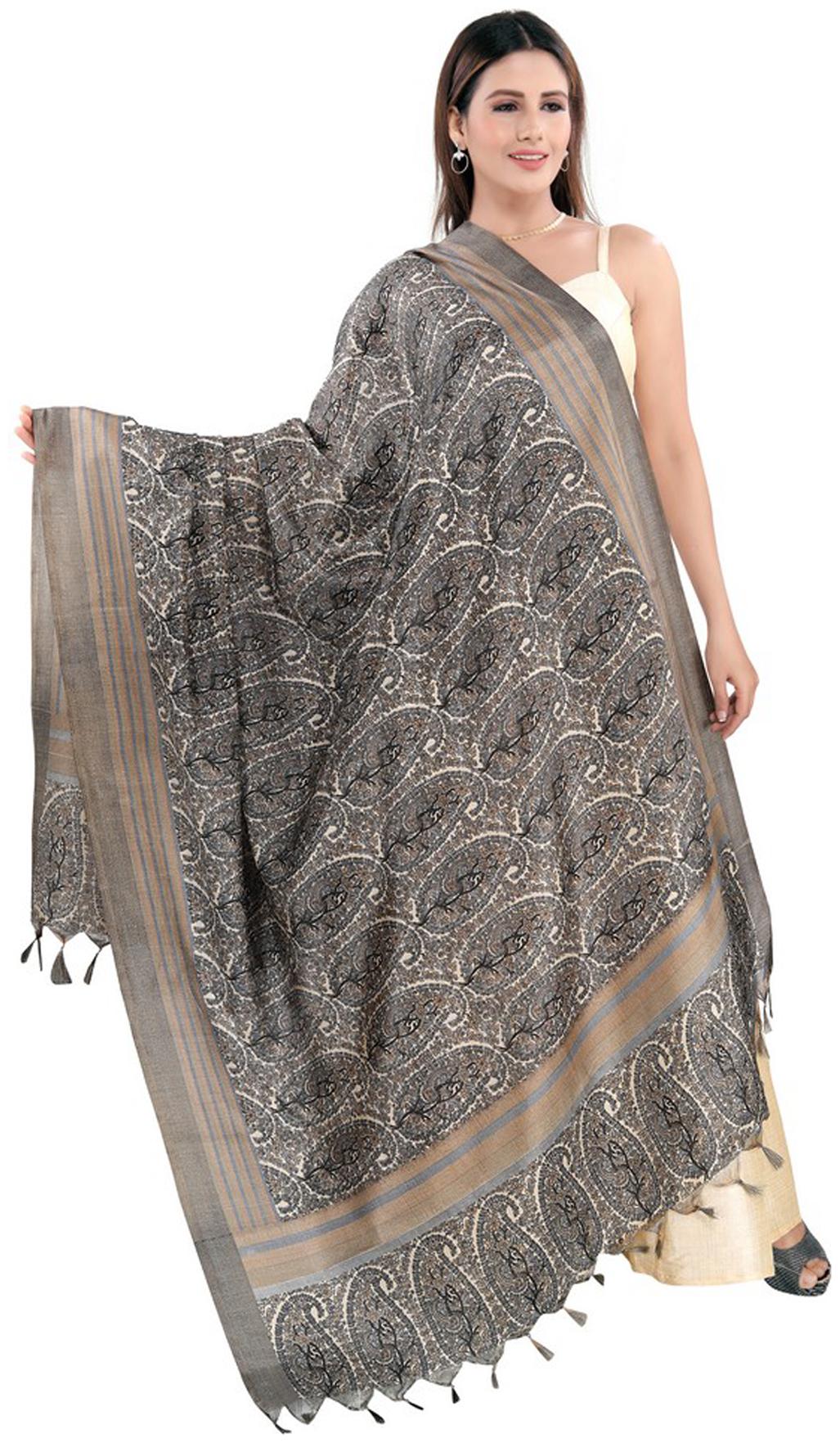 

Salwar Studio Women Blended Floral Grey Dupatta