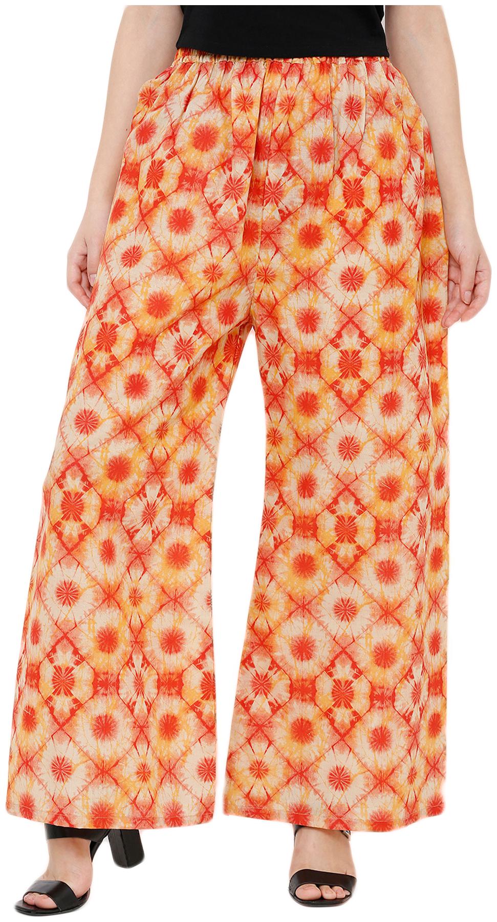 

Salwar Studio Orange Printed Straight Palazzo