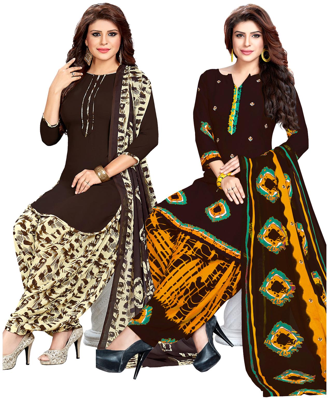 

Salwar Studio Crepe Printed Dress Material Multi