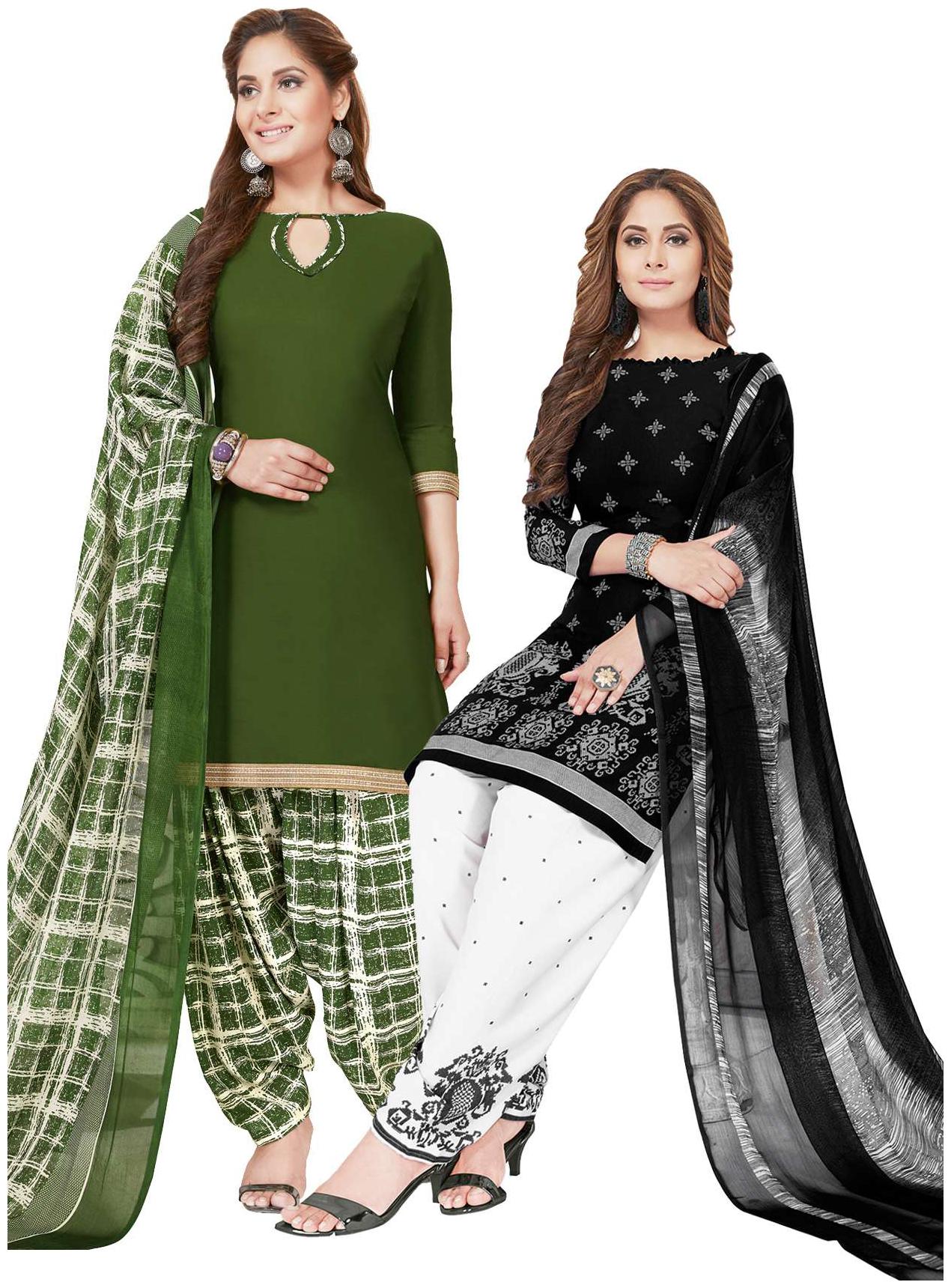 

Salwar Studio Women s Pack of 2 Synthetic Printed Unstitched Dress Material Combo-MONSOON-2370-2380