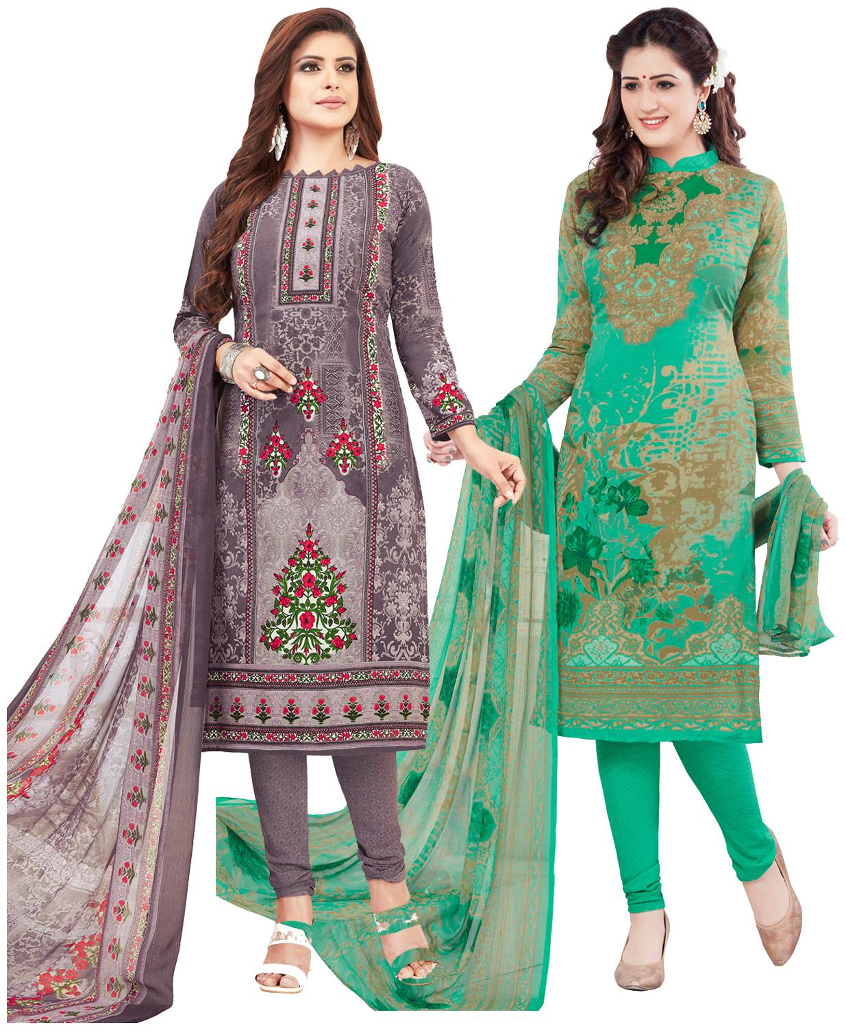 

Salwar Studio Women Crepe Printed Kurta Bottom Dupatta Multi
