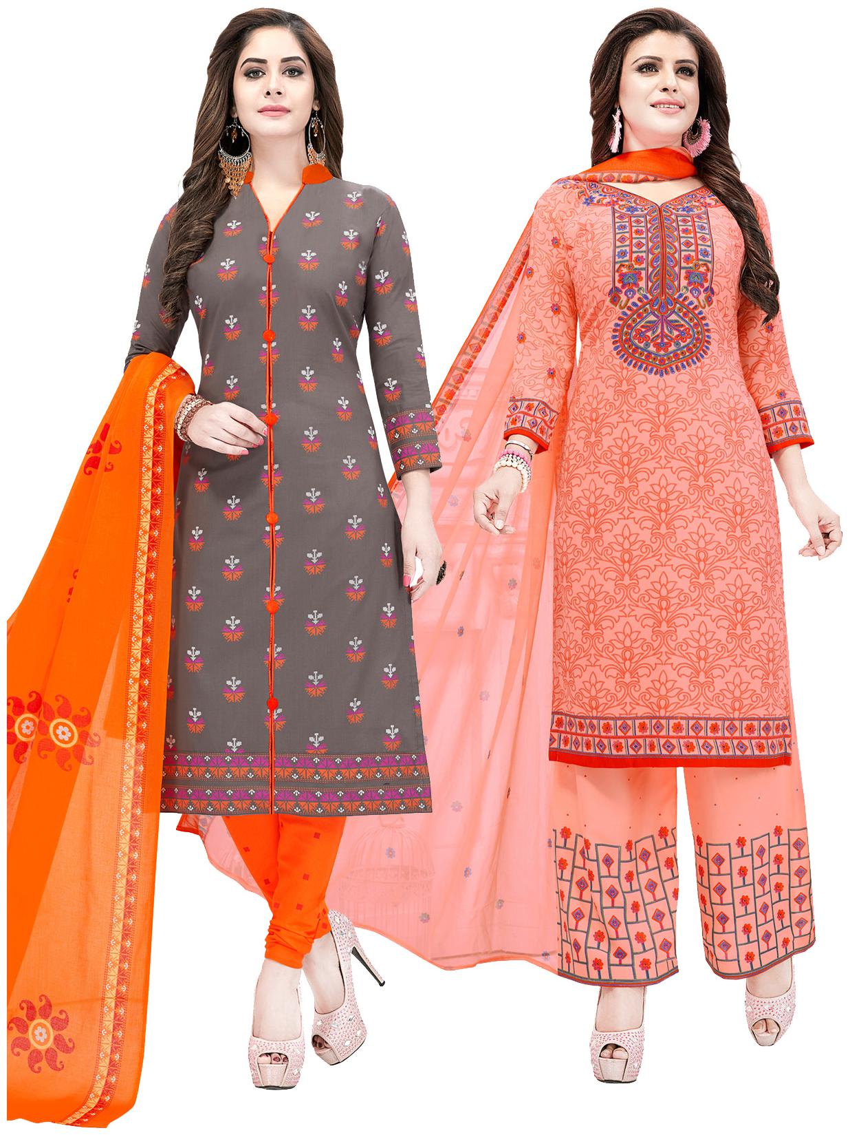 

Salwar Studio Women Pack of 2 Synthetic Printed Unstitched Dress Material Combo-MONSOON-2557-2561