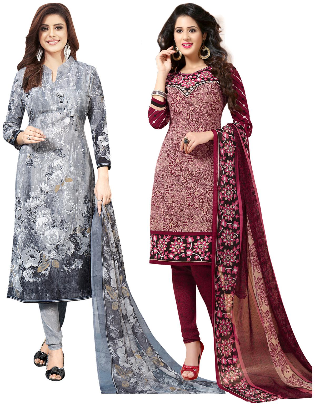 

Salwar Studio Women Crepe Printed Kurta Bottom Dupatta Multi